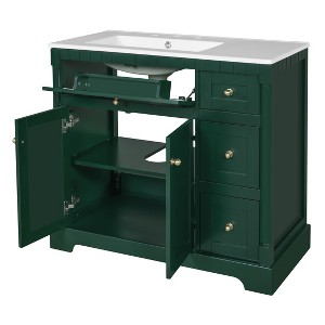 Dexmalle 36"Bathroom Vanity with Adjustable Shelf,Green - 1 of 4