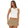 Clotth Women's Tassel Patchwork Mini Skirt - High Waist A-line Short Skirt, Natural Style Solid Beach Party Wear, Brown - 4 of 4