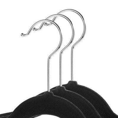Black Velvet Non-Slip Baby Clothing Hangers, Set of 100