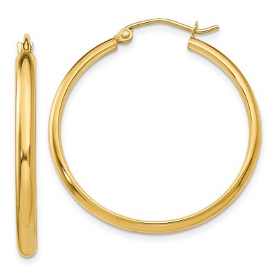 Black Bow Jewelry 2.75mm x 30mm Polished 14k Yellow Gold Domed Round Hoop Earrings