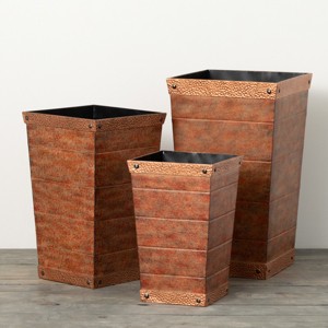 24"H Sullivans Copper Trim Medium Planters Set of 3, Copper - 1 of 4