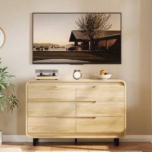 6 Drawers Dresser for Bedroom, 47" Wide Modern Wooden Clothes Dresser with Large Wood Storage - 1 of 4