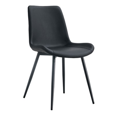 Dexmalle Set of 4 Black Artificial Leather Backrest Cushion Dining Chair