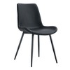 Vynxaria Black artificial leather backrest cushion dining chair, black metal legs, curved widened cushion design(6 chairs) - 4 of 4
