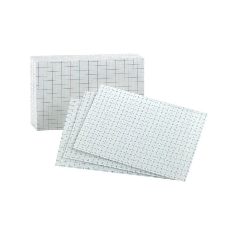 Oxford Graph Index Cards, 3" x 5", White, Pack of 100, 1 of 2