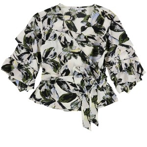 bar III Womens Ruffled Floral Knit Blouse - 1 of 2