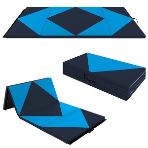 Costway Folding Gymnastics Mat 8' x 4' x 2'' PU Leather Tumbling Exercise Mat Yoga Gym Light Pink+Black/Blue+Black/Pink+Purple/Pink+Black/Pink+Blue/Pink - 1 of 4