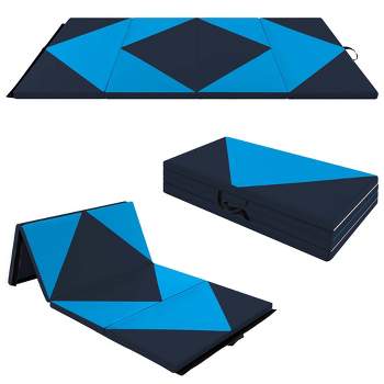 Gymax 6 Ft. x 4 Ft., Folding Gymnastics Tumbling Mat, Thick Panel Gym  Fitness Exercise Mat, Navy 