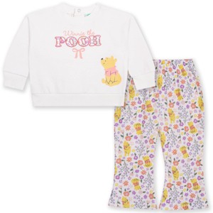Baby Girls' 2pc Disney Winnie The Pooh Floral Bow Pullover & Bottom Set - Cream - 1 of 1