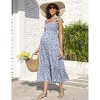 Coolmee Womens Summer Maternity Floral Maxi Dress Smocked Tie Shoulder Boho Sleeveless Spaghetti Strap Ruffle Casual Beach Dress - 4 of 4