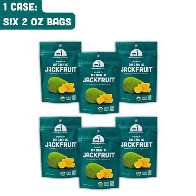 Mavuno Harvest Organic Dried Jackfruit Fruit Snacks, a Vegan & Gluten Free Healthy Snack with No Preservatives or Added Sugars, 2 oz Bags - 6 PK