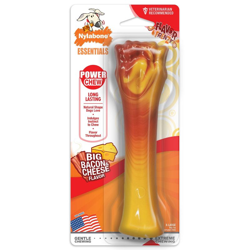 Nylabone Souper Bacon &#38; Cheese Dog Toy - Brown - XL, 1 of 9