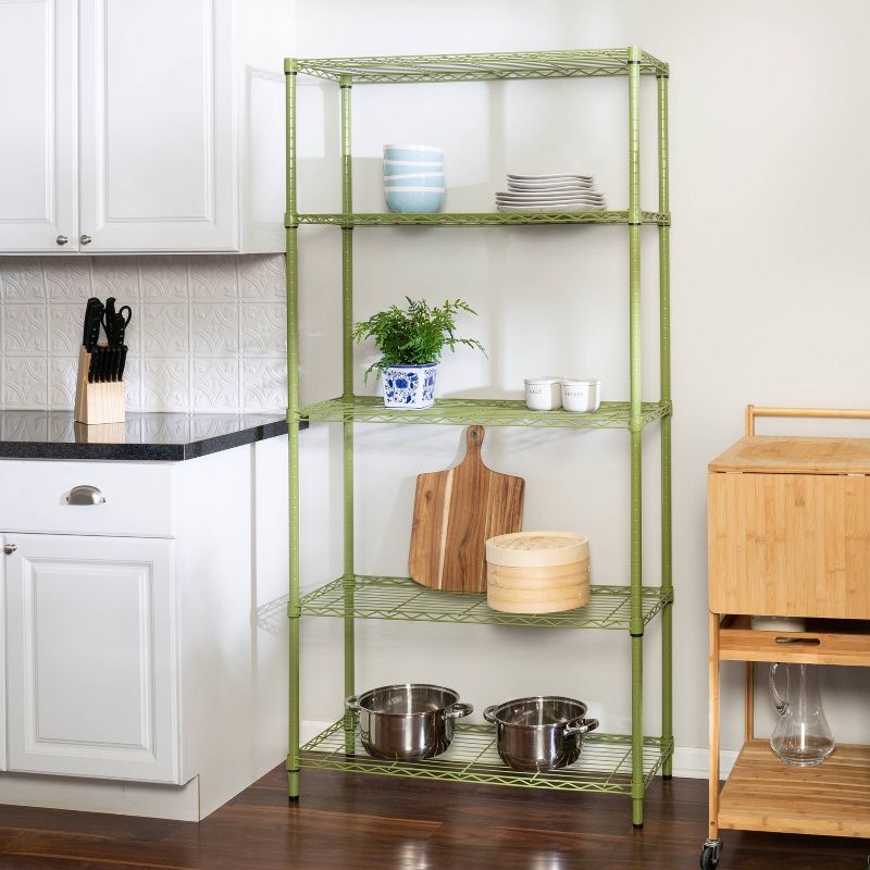Honey-Can-Do 5 Tier Shelving Unit Olive, 4 of 5