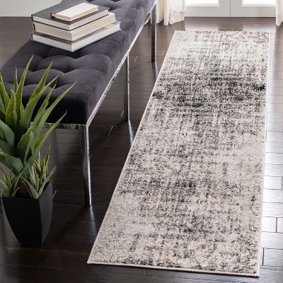 Silver/Black 9' x 12' Abstract Synthetic Rectangular Area Rug