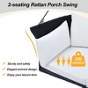51.9" 2-Person Hanging Seat, Rattan Woven Swing Chair, Porch Swing With Ropes,Black Wicker And White Cushion - 3 of 4