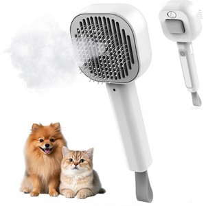BABYYER Cat Steam Brush，3 In 1 combs for indoor cats，pet steam brush for shedding,Dog shedding for Long and Short Hair Dogs and Cats Pet Grooming - 1 of 4