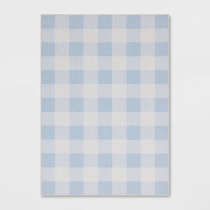 4'x5'6" Gingham Print Accent Rug Blue - Room Essentials™ - 1 of 4
