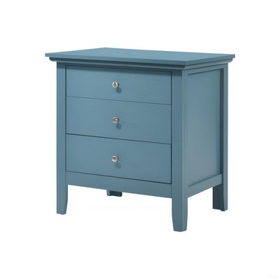 Vynxaria Casual Teal Storage Nightstand, 26"H x 24"W x 18"D, Drawer Space, No-Assembly Required