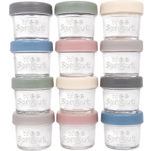 WeeSprout Glass Baby Food Storage Jars with Lids, Reusable Small Containers -  4/8 oz, 8/12 Pack - 1 of 4
