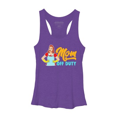 Women's Design By Humans Mom Off Duty Cartoon By savariya Racerback Tank Top