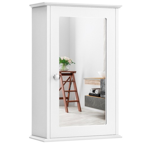 Tangkula Wall Mounted Bathroom Cabinet Medicine Cabinet Storage Organizer  With 2 Doors & Adjustable Shelf White : Target