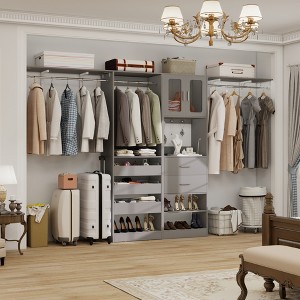 Aheaplus 80"-120" Closet System with Door and Wooden Drawers - 1 of 4