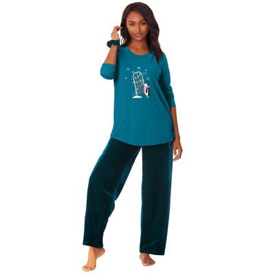 Dreams & Co. Plus Size Pajama Set With Free Velour Scrunchie