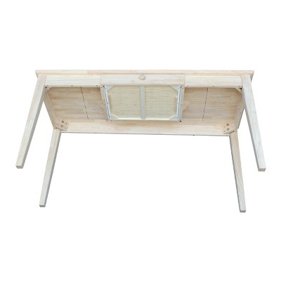64" Unfinished Solid Wood Writing Desk with Drawer