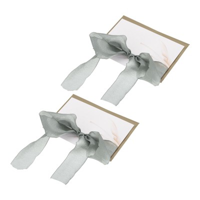 Unique Bargains His and Her Wedding Vows Books Ribbon Card 6.7x4.7 Inch 2 Pcs