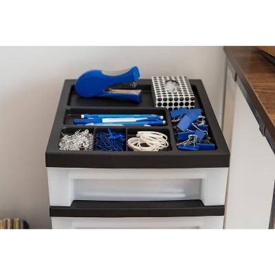 Sleek Black 4-Drawer Rolling Storage Tower with Organizer Top