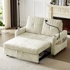 53" Chenille Loveseat Sleeper Sofa Bed, Pull-Out Couch with Adjustable Backrest, Charging Ports, Phone Holder, Cup Holders, Side Storage - Koiai - 2 of 4
