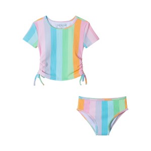 Andy & Evan  Toddler  Rainbow Print Textured Short Sleeve Rash Guard Set - 1 of 4