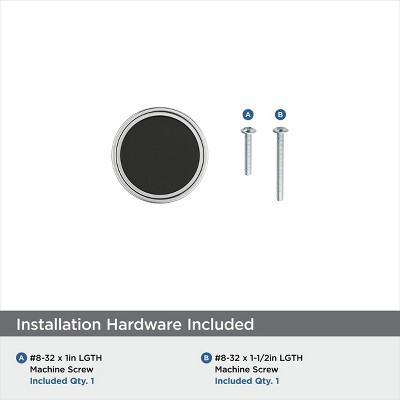 1-3/8" Round Matte Black and Chrome Cabinet Knob