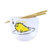 Silver Buffalo Sanrio Gudetama Top Ramen More Please 20oz Ceramic Ramen Bowl with Chopsticks - 2 of 3