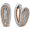 Pompeii3 1/2 ct Diamond Pave Womens Hoops Earrings 10k White & Rose Gold - 2 of 4
