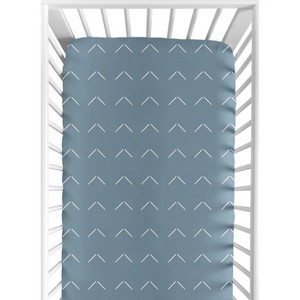 Sweet Jojo Designs Boy or Girl Gender Neutral Unisex Baby Fitted Crib Sheet Woodland Arrow Blue and White - 1 of 4