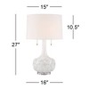 Possini Euro Design Natalia Country Cottage Table Lamp 27" Tall White Glaze Floral Ceramic with Table Top Dimmer Fabric Shade for Bedroom Living Room - 4 of 4