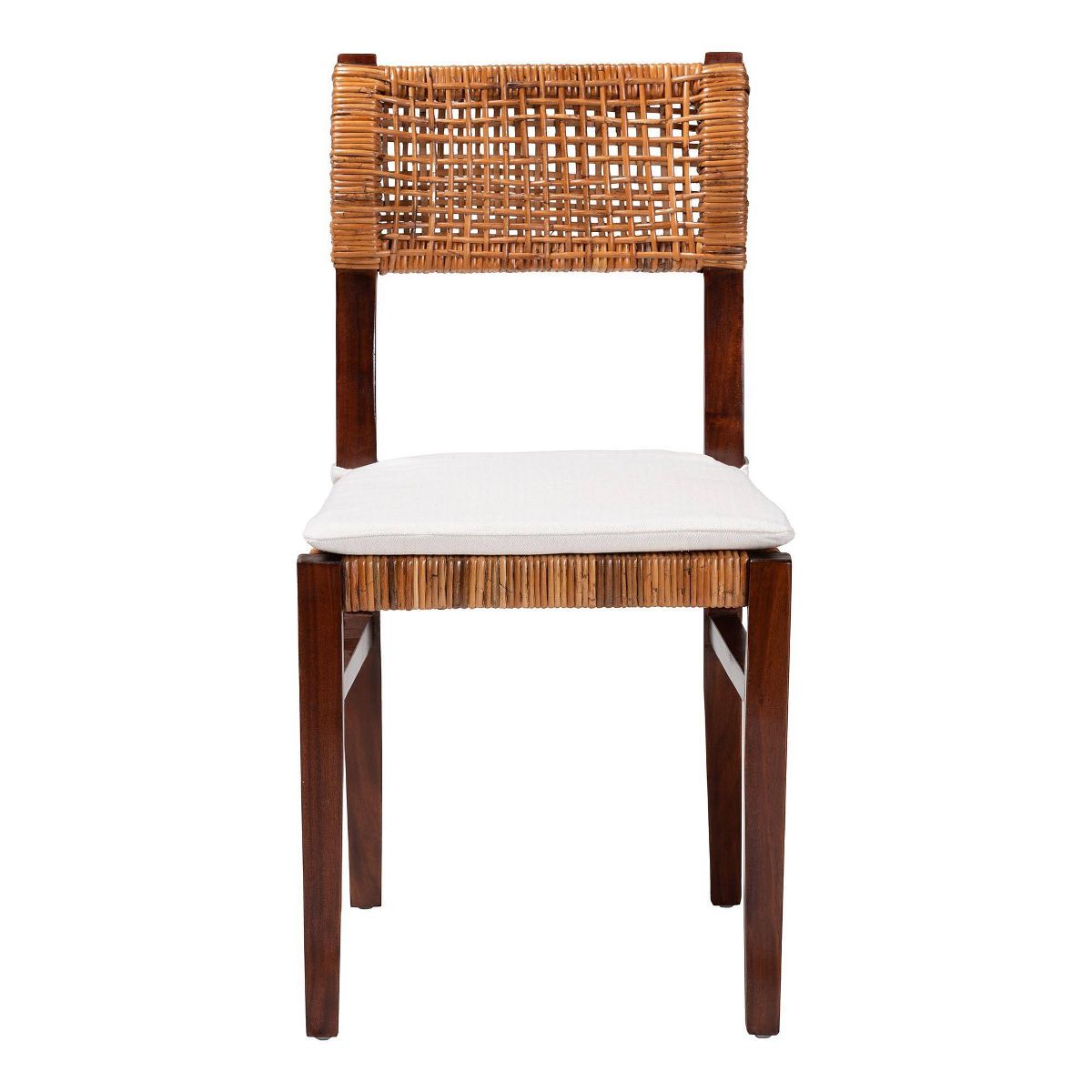bali & pari Dameka Rattan and Wood Dining Chair Honey/White/Dark Brown - thumbnail 7