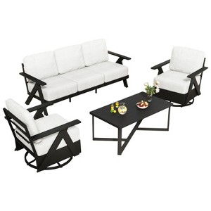 YARDSIGHT 4-Piece Outdoor Patio  Conversation Set with Sofa, Armchairs & Coffee Table, Weather-Resistant Cushions for Backyard, Deck, Poolside - 1 of 4