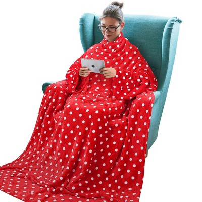 Tirrinia Adult Wearable Fleece Blanket with Sleeves, Soft Cozy TV Blanket, Sunggle Blanket Gift for Women Men