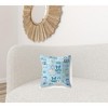 HomeRoots 16" X 16" Sky Blue And White Paisley Blown Seam Suede Throw Pillow - 2 of 4