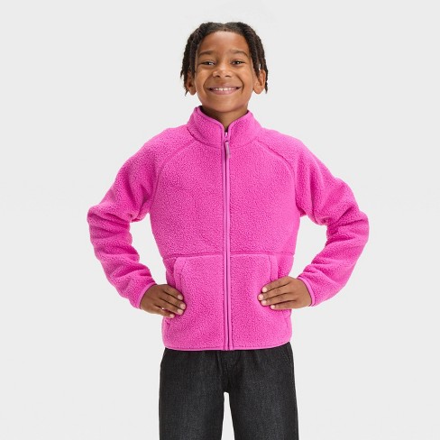 Kids Solid Fleece Jacket Cat Jack Pink Xs Target