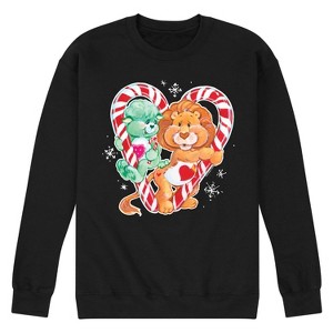 Men's - Care Bears - Christmas Candy Cane Heart Graphic Fleece Sweatshirt - 1 of 4