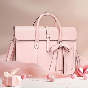Hachkiko 16 Inch Waterproof PU Leather Laptop Bag - Convertible Backpack & Briefcase with Padding for Work, Travel - 1 of 4