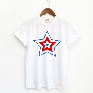 Simply Sage Market Women's Patriotic Three Star Short Sleeve Garment Dyed Tee - 1 of 3