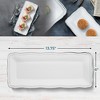 Posh Setting 13.75 X 6 Inch Rectangle White and Silver Rim Plastic Serving Tray - 6 Pack - 4 of 4