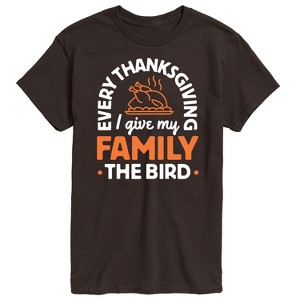 Men's - Instant Message - Every Thanksgiving Give My Family Bird Short Sleeve Graphic T-Shirt - 1 of 4
