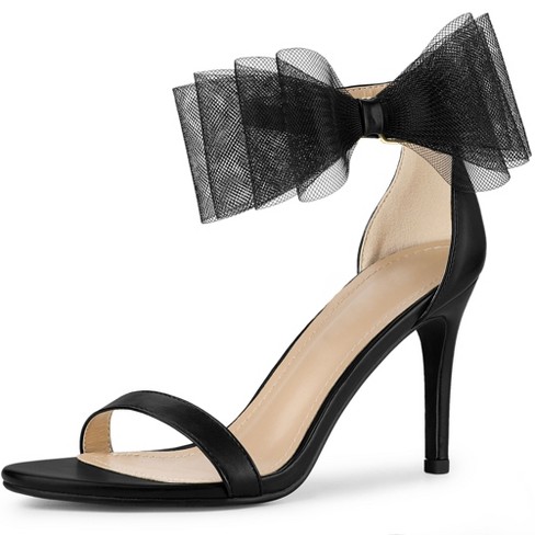 Perphy Women's Ankle Strap Bow Tie Stiletto High Heels Sandals Black 7 M Us  : Target