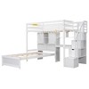 PAGED Twin Size Loft Bed Modern Wooden Bed Frame with Wardrobe, 2 Windows and Ladder and Guardrail for Bedroom - 3 of 4
