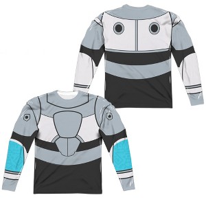Men's Teen Titans Go Cyborg Uniform (Front Back Print) Long Sleeve Costume T-Shirt - 1 of 4